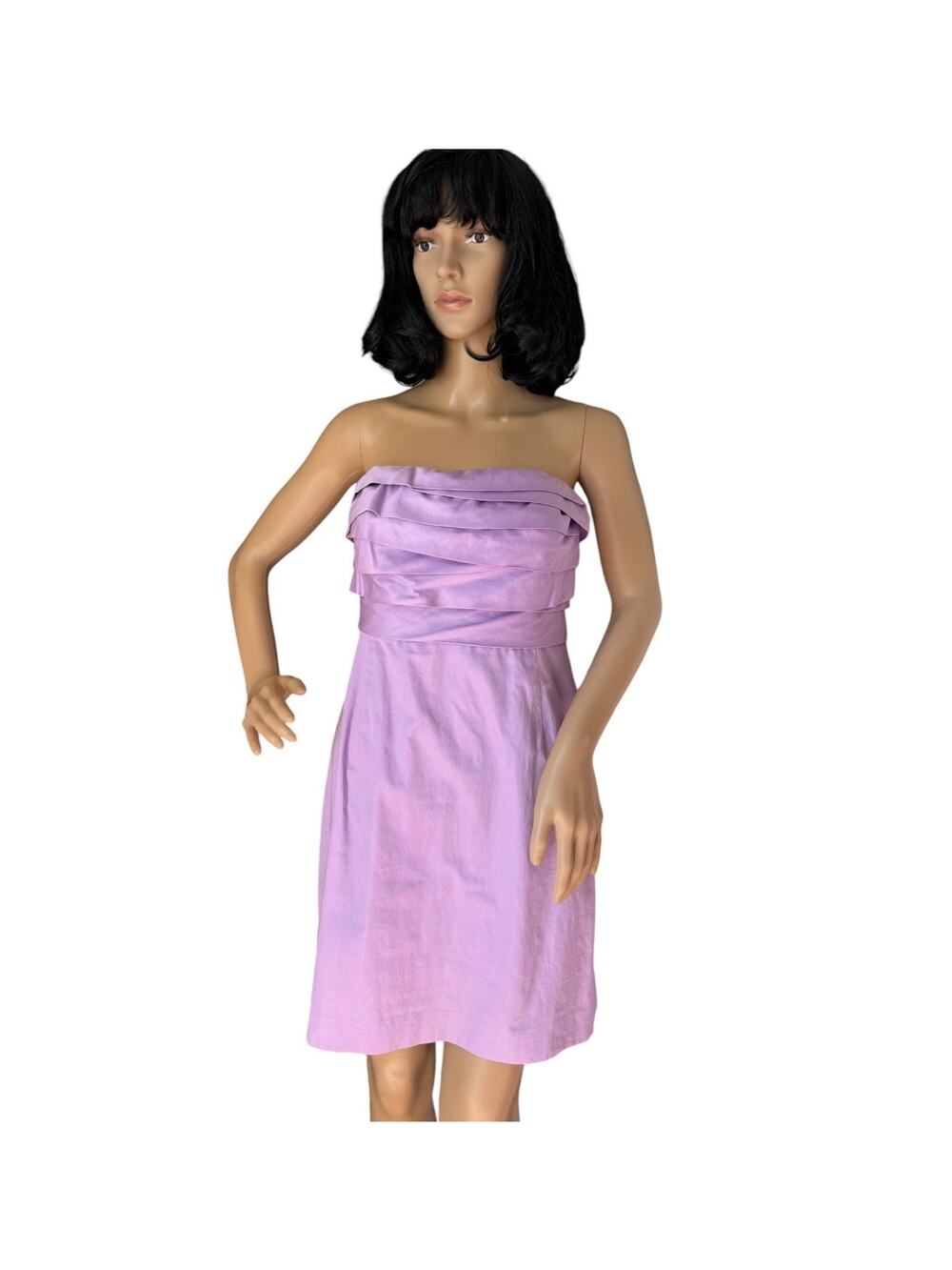 J. Crew Wave Bodice Strapless cotton lavender/ purple dress size 6